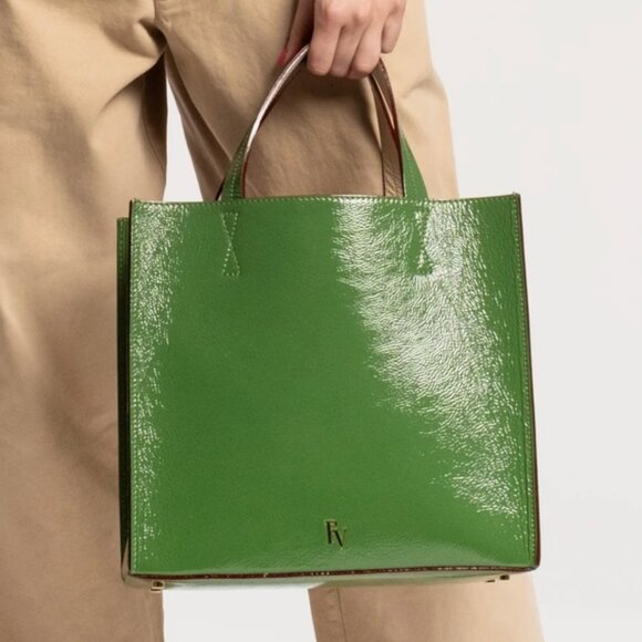 NWT Frances Valentine Margo Tote in Green Naplak Leather - The Perfect Bag - Picture 3 of 13